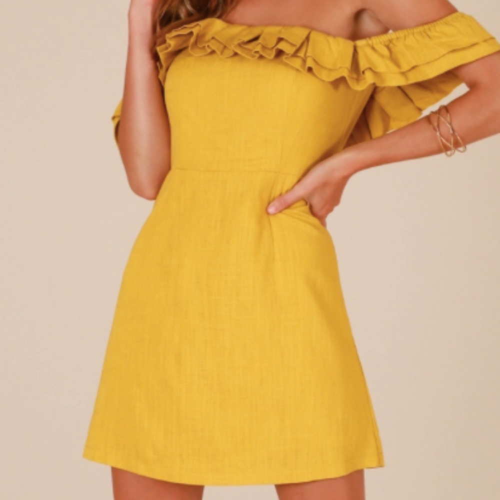 Obsession Dress In Mustard Linen